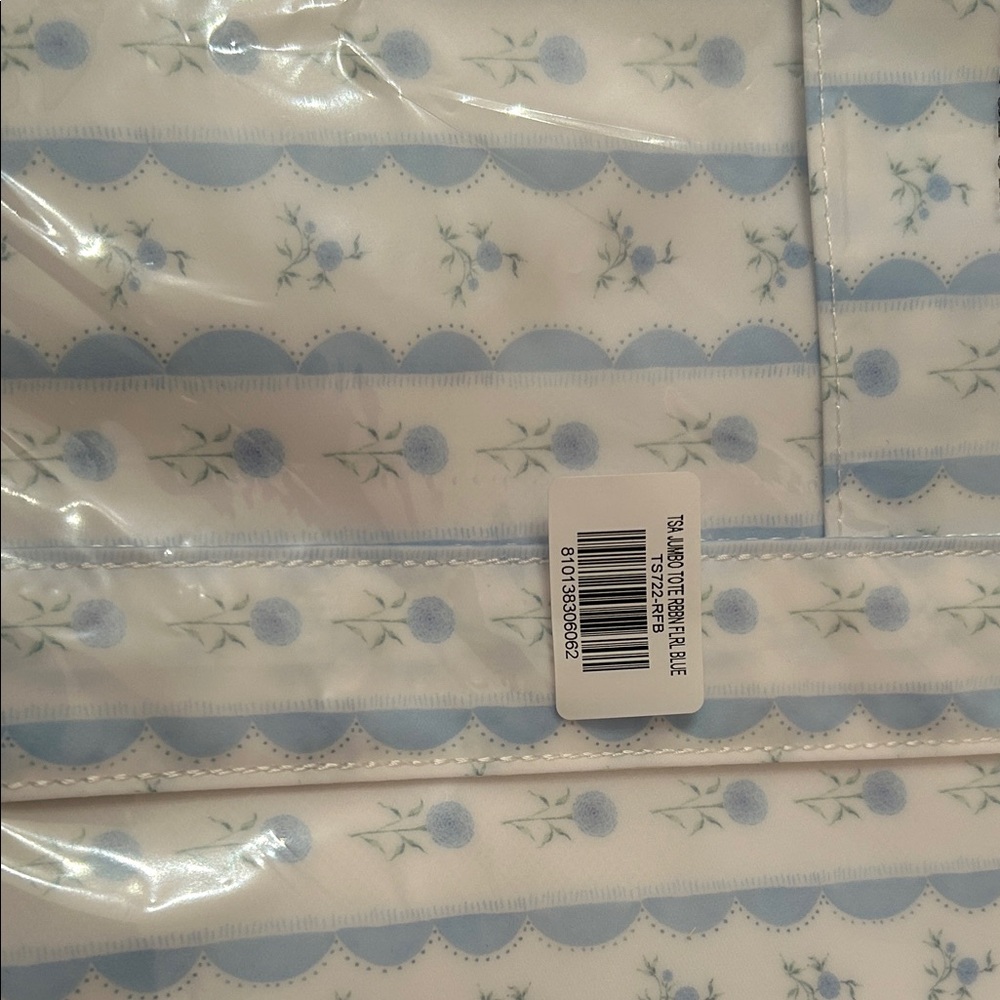 TRVL BRAND jumbo XL  tote bag Ribbon Floral Blue